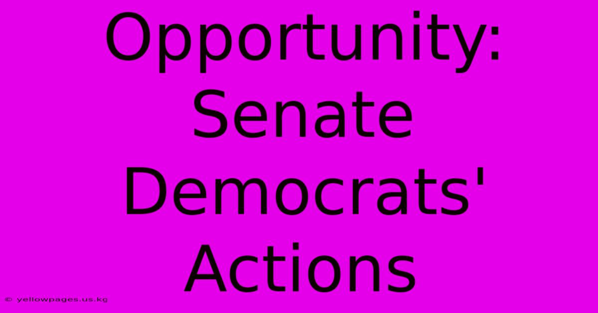 Opportunity: Senate Democrats' Actions